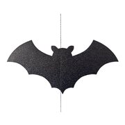 Hngedekor Fledermaus aus Papier glitzernd schwarz 120cm